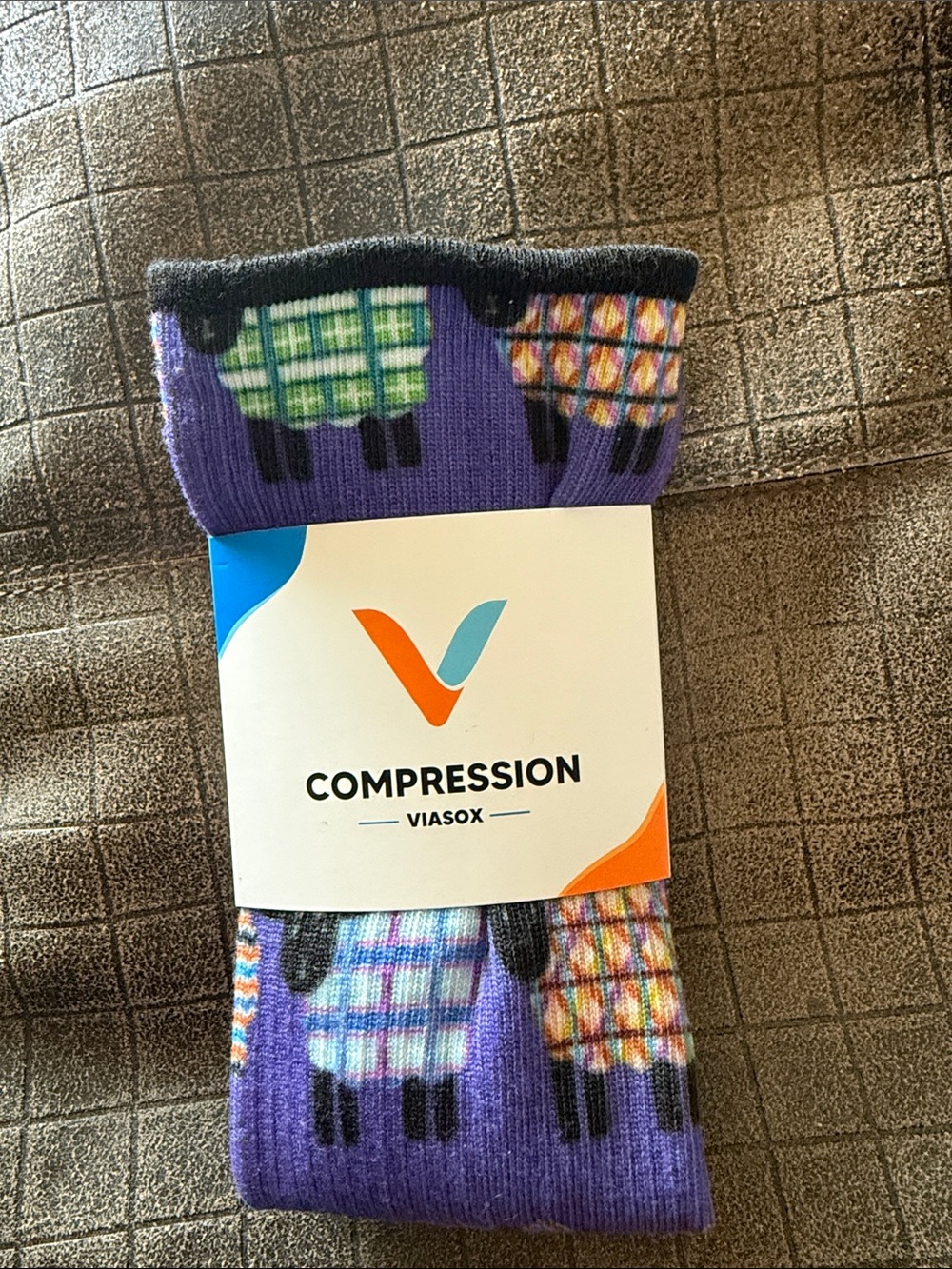 Viasox Women’s Compression Socks - Purple Sheep Pattern